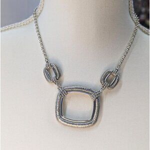 Brighton Trio Triple Square Runway Necklace Silver Tone